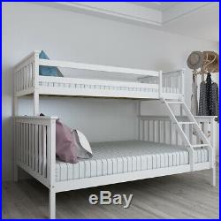 Triple Sleeper Bed Wooden Bunk Bed In White With Headboard Double & Single Kids