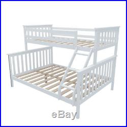 Triple Sleeper Bed Wooden Bunk Bed In White With Headboard Double & Single Kids
