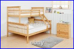 Triple Sleeper BunkBed in white or oak colour for children adult wooden frame