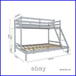 Triple Sleeper Bunk Bed Frame In Grey (Pine, Solid, Wood)