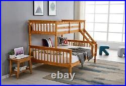 Triple Sleeper Bunk Bed Frame Kids Double & Single 4FT6 3FT Grey Pine Wooden