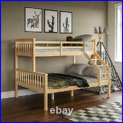 Triple Sleeper Bunk Bed Frame Solid Pine Wood Kids Double 4FT6 & Single 3FT Pine