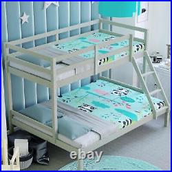 Triple Sleeper Bunk Bed Frame Solid Pine Wood Single 3FT & Double 4FT6 Grey