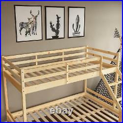 Triple Sleeper Bunk Bed Frame Solid Pine Wood Single 3FT & Double 4FT6 Pine