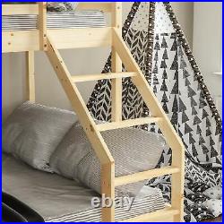 Triple Sleeper Bunk Bed Frame Solid Pine Wood Single 3FT & Double 4FT6 Pine
