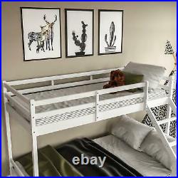 Triple Sleeper Bunk Bed Frame Solid Pine Wood Single 3FT & Double 4FT6 White