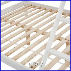 Triple Sleeper Bunk Bed Frame Solid Wood Pine 3FT & 4FT6 Slatted Bedstead White