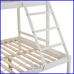 Triple Sleeper Bunk Bed Frame Solid Wood Pine Slatted Bedstead 3FT 4FT6 in White