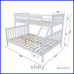 Triple Sleeper Bunk Bed In White With Headboard Double & Single Bed Kids Wooden