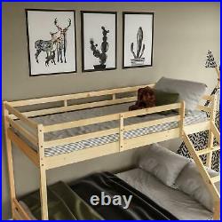 Triple Sleeper Bunk Bed Pine Wood Frame ladder Single 3FT & Double 4FT6 Pine