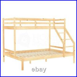 Triple Sleeper Bunk Bed Pine Wood Frame ladder Single 3FT & Double 4FT6 Pine