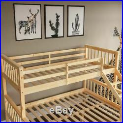 Triple Sleeper Bunk Bed Solid Wooden Frame Kids Double & Single 4FT6 3FT Pine