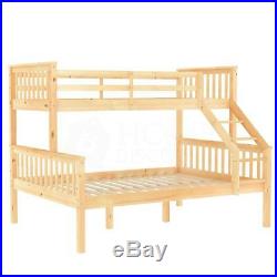 Triple Sleeper Bunk Bed Solid Wooden Frame Kids Double & Single 4FT6 3FT Pine
