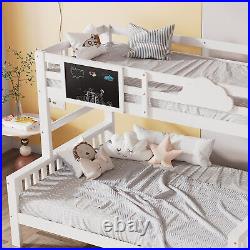Triple Sleeper Bunk Bed Solid Wooden Frame Kids Double & Single 4FT6 3FT White