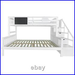 Triple Sleeper Bunk Bed Solid Wooden Frame Kids Double & Single 4FT6 3FT White