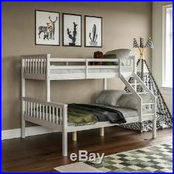 Triple Sleeper Bunk Bed Solid Wooden Frame Ladder Single & Double 3FT 4FT6 White