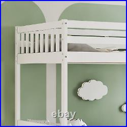 Triple Sleeper Bunk Bed White Wooden Bunk Bed with 3 Storage Drawers and Trundle