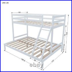 Triple Sleeper Bunk Bed withSolid Pine Wood Slat Support 3ft 4ft6 Kids Child White