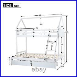 Triple Sleeper Pine Wood Bed Frame Bunk Beds with Storage 3Ft Single 4Ft6 Double
