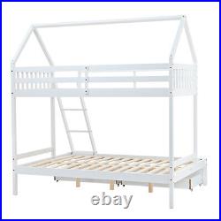 Triple Sleeper Pine Wood Bed Frame Bunk Beds with Storage 3Ft Single 4Ft6 Double