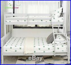 Triple Sleeper Pine Wood Bunk Bed 3ft And 4.6ft White & Silk Grey Kids & Adult
