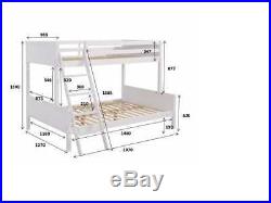 Triple Sleeper Wooden Bunk Bed Frame White Pine Wood 3FT Single 4FT Small Double