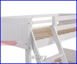 Triple Sleeper Wooden Bunk Bed Frame White Pine Wood 3FT Single 4FT Small Double