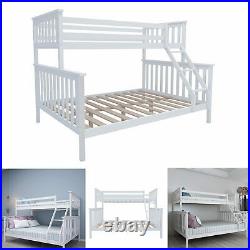 Triple Sleeper Wooden Bunk Bed Frame With Weadboard 3FT Single 4FT6 Double Bed