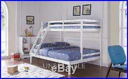 Triple Wooden Bunk Bed Frame Children Kids White Pine Grey