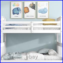 Triple Wooden Bunk Bed Kids Bed 3ft 4ft6 Double Solid Pine Wood Bed Frame White