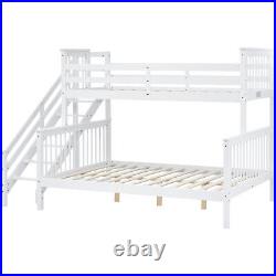 Triple Wooden Bunk Bed Kids Bed 3ft 4ft6 Double Solid Pine Wood Bed Frame White