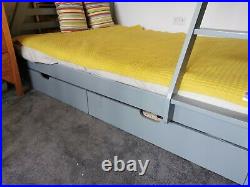 Triple sleeper bunk beds with memory foam mattresses