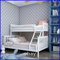 UK Double Bed Triple Bunk Bed Frame Split Into 2 Beds with Stairs Twins Adult Kids