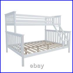 UK Double Bed Triple Bunk Bed Frame Split Into 2 Beds with Stairs Twins Adult Kids