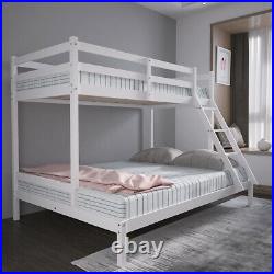 UK Double Bed Twin over Twin Triple Bunk Bed Frame Wooden with Stairs Adult Kids
