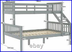 Vida Designs Milan Triple Bunk Bed, Three Sleeper, Solid Pine Wood Frame, Kids C