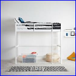 VonHaus High Sleeper Bed with Desk White Wooden Pine Study Bunk Loft Bed Frame