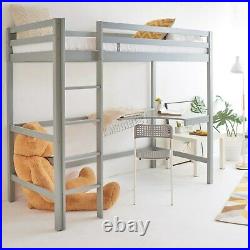 WestWood High Sleeper Cabin Wood Frame Bunk Bed Loft With Desk Kids Single 3FT