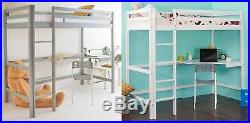 WestWood High Sleeper Cabin Wooden Frame Bunk Bed With Desk Kids Single 3FT New