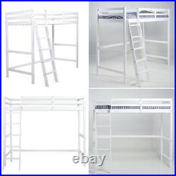White 3FT High Sleeper Cabin Bed Adult Kid Loft Bed Wooden Bunk Bed Frame Ladder