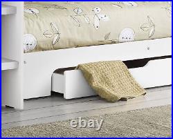 White Bunk Bed Frame Julian Bowen Orion 3FT Single Pure with drawer & shelves