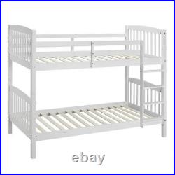 White Bunk Bed Kids Single 3FT High Sleeper Solid Pine Wooden Frame Children's
