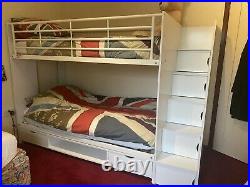White Cabin Bunk Beds With Steps