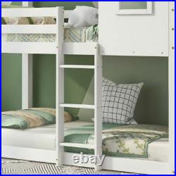 White Children Bunk Bed 3FT Cabin Loft Bed Frame Twin Sleeper Solid Pine Wood