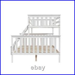 White Double Bed Bunk Bed Triple 3 Pine Wood With Stairs Kids Children Bed Frame