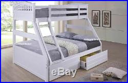 White Double Bunk Bed With Underbed Storage Drawers Optional Mattresses New