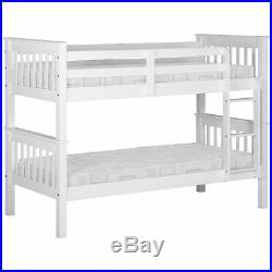 White Finish Childrens Kids Wooden Bunk Bed Frame Single 3ft