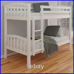 White Finish Solid Pine Wooden Bunk Bed Frame 3ft Single
