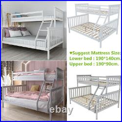 White/Grey Triple Detachable Bunk Bed Children Adult Kids Solid Pine Bed Sleeper