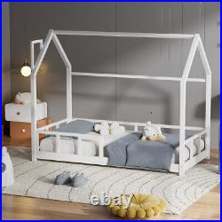 White Loft Bunkbed Single Pine Wooden Solid Kids Bed High Sleeper Frame Stair UK